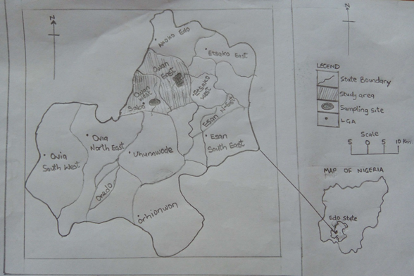 Plot 1: Map of Study area, showing the sampling locat